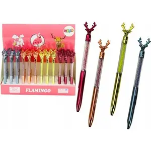 Ballpoint pen LEANToys with deer and rhinestone decoration, blue-black ink, 0.7 mm tip