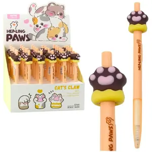 Gel Pen Lean model 21739 — 0.5 mm tip, blue ink, 15 cm, brown cat paw grip