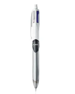 Шариковая ручка BIC 4Colours с клипсой, выдвижная — серо‑белый корпус, черный/синий/зеленый/красный чернила, 12 шт.