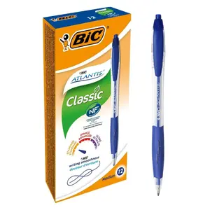 Retractable ballpoint pen BIC Atlantis Classic Blue Twist, medium tip, pack of 12