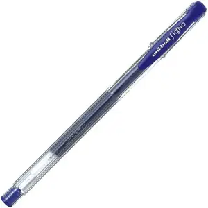Gēla pildspalva uni mitsubishi pencil UM100 zila — izvelkama, vidēja izmēra galu