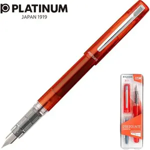 Fountain pen Platinum Prefounte Vermilion Orange M — medium nib, orange, plastic blister packaging