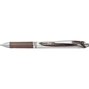 Шариковая гелевая ручка с выдвижным стержнем Pentel EnerGel BL77 Sepia, серо‑серебристая, 1 шт