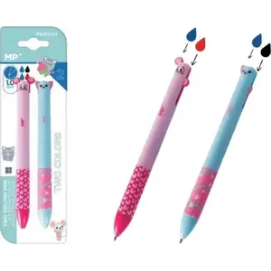 Ballpoint erasable pen TEKA, two-color set with cat and mouse design, 2 pieces