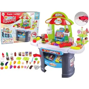Play Supermarket Set LEANToys 12152 with Scanner and Grocery Items for Children