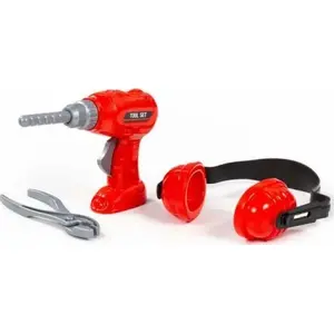 Игровой набор инструментов Polesie 91093: игрушечная отвёртка, плоскогубцы и наушники, красный