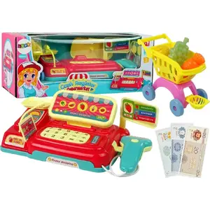 LEANToys 12156 Toy Cash Register with Shopping Cart and Battery-Operated Scanner