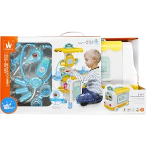 Rotaļu medicīnas komplekts Mega Creative Zest Lekarski Gabinet Auto 2‑1 W826 — darbināms ar baterijām, 37×57×21 cm
