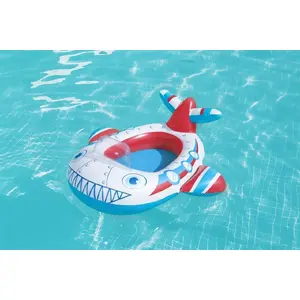 Inflatable children's swim boat Bestway 109×97 cm with airplane design and inflatable windshield