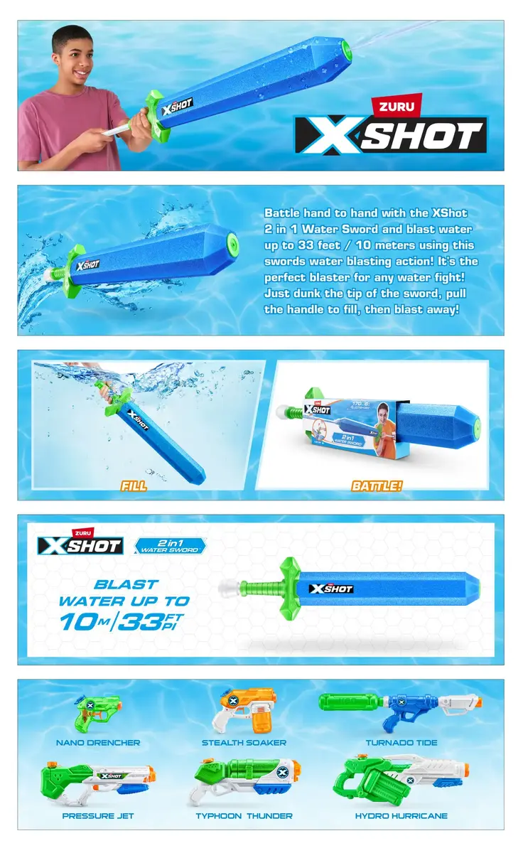 Водяной бластер XSHOT 2 in 1 Water Sword Photo 9