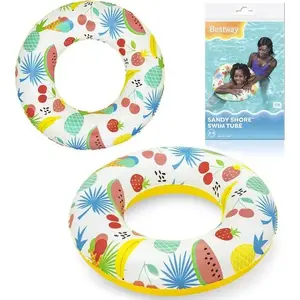 Inflatable Swim Ring Bestway 36014 B — Yellow 'Fruits' Design, 61 cm