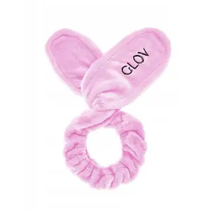 Matu lenta GLOV Bunny Ears 2‑in‑1 rozā — kosmētikas un sejas tīrīšanas aksesuārs