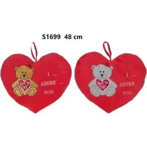 Cushion heart teddy 48 cm, Sunday — plush decorative pillow in heart shape