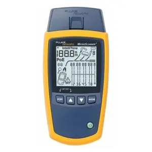 Cable tester Fluke Networks MicroScanner² Blue/Yellow — RJ-11, RJ-45, shielding test, LCD, AA battery