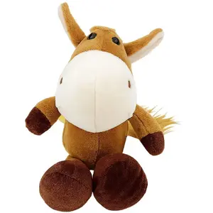 Plush Cuddly Horse with Suction Cup LEANToys 23 x 12 cm Brown