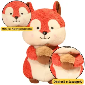 Soft plush squirrel toy LEANToys 25 cm with fabric acorn, cuddly stuffed animal