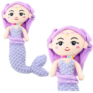 Plush Mermaid with Beads Plush Toy LEANToys 32 cm Purple