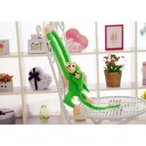 LEANToys plush toy monkey with baby, green, 70 cm stuffed animal