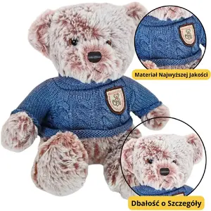 Plush Cuddly Toy Bear LEANToys 21 cm gray with blue sweater