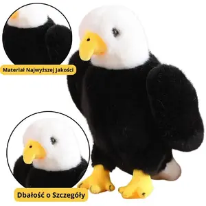 Plush Eagle Soft Toy LEANToys 25 cm Black and White