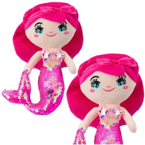 Plush Mermaid Soft Toy LEANToys 30 cm Pink Sequin Tail 22520