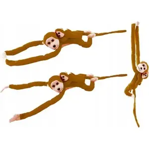 Soft toy LEANToys plush monkey with baby dark brown 70 cm