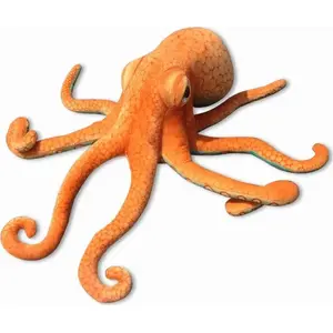 Plush Octopus Toy LEANToys 55 cm Orange Soft Stuffed Animal