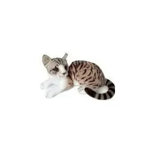 Plush Cat Doll Dubi 30 cm — white-gray lying soft toy