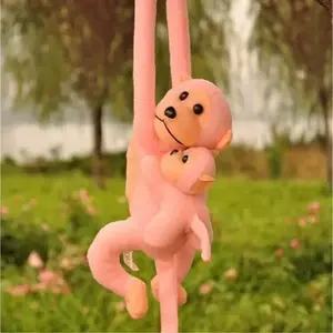 Plush Toy LEANToys Maskotka Małpka z Dzieckiem Pink 70 cm