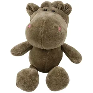 Plush Hippo Cuddly Toy with Suction Cup LEANToys 23 x 12 cm brown