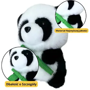 Plush Cuddly Panda with Bamboo 18 cm, LEANToys