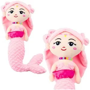 Plīša sirēna ar pērlītēm mīkstā rotaļlieta LEANToys 32 cm rozā