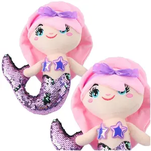 Plush Mermaid Soft Toy LEANToys 28 cm with Two-Color Sequin Tail, Purple