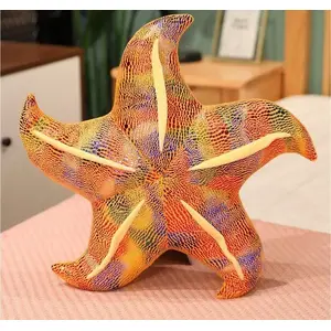 Plush Starfish Cushion 45 cm LEANToys — yellow soft toy pillow