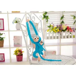 Plush Toy LEANToys Monkey with Baby Blue 70 cm