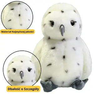 Plush Owl Soft Toy LEANToys 23 cm — White Cozy Stuffed Animal