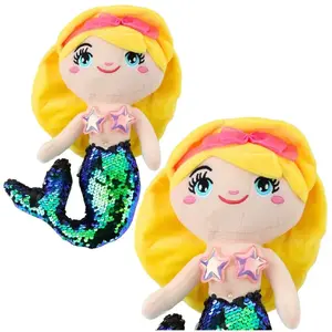 Plush Mermaid Toy LEANToys 30 cm with Sequin Tail, Green