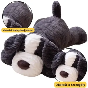 Plush Cuddly Toy Dog LEANToys 30 cm Dark Gray