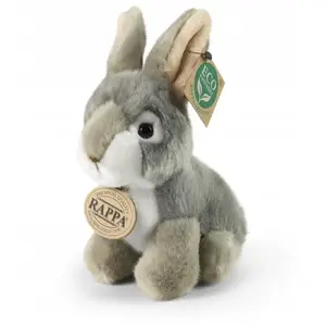 Plīša rotaļa Rappa reālistisks pelēks sēdošs zaķis 16 cm