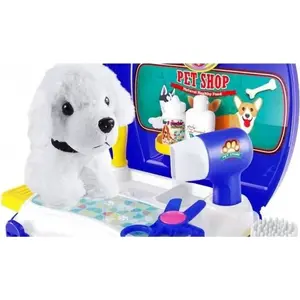 Soft toy set LEAN Sport Zestaw Fryzjerski Piesek w Walizce, toy grooming kit with plush dog in carry case