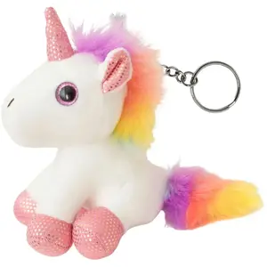 Plush Unicorn Keychain LEANToys 12 cm, white, metal ring