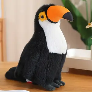 Soft Toy Plush Cuddly Bird LEANToys Tukan Black White 30 cm