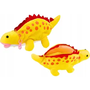 Plush Dinosaur Pencil Case Hanging Storage, LEANToys Pluszowy Dinozaur, Yellow