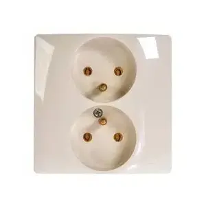 Legrand double compact socket with grounding and shutters 16 A 250 V cream (model 764641)