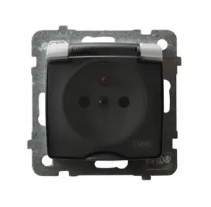 Socket outlet Ospel GPH-1SZ/m/43/d, IP44, 16 A, silver, 71×71×42 mm
