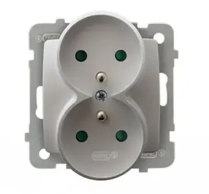 Розетка Ospel GP-2SRZP/m/43 — 16 A, IP20, 71×71×48 мм, серебристая