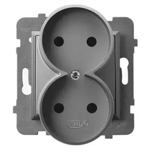 Розетка Ospel GP-2UR/m/70, 16 А, IP20, серого цвета, 71×71×45 мм