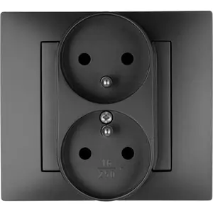 Electrical outlet double modular 2x2P+Z flush-mounted without frame IP20 black ELEKTROPLAST 3843-19