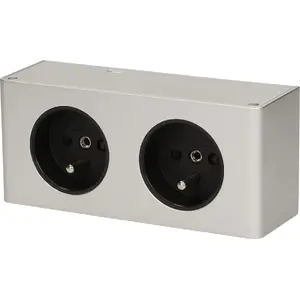 Furniture-mounted power outlet ORNO FS-10, under-cabinet 2x 2P+Z, silver