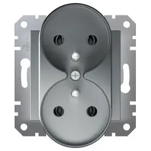 Schneider Electric double socket with switch and earth, frameless, stainless steel finish (EPH9810262)